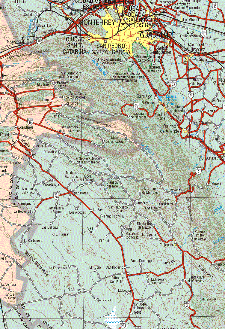 Este mapa muestra las poblaciones (pueblos) de El Carmen, El tunal, Los Linos, Jame, Los Llanos, Las Hormigas, Las Venturas, Tanque del Cerro