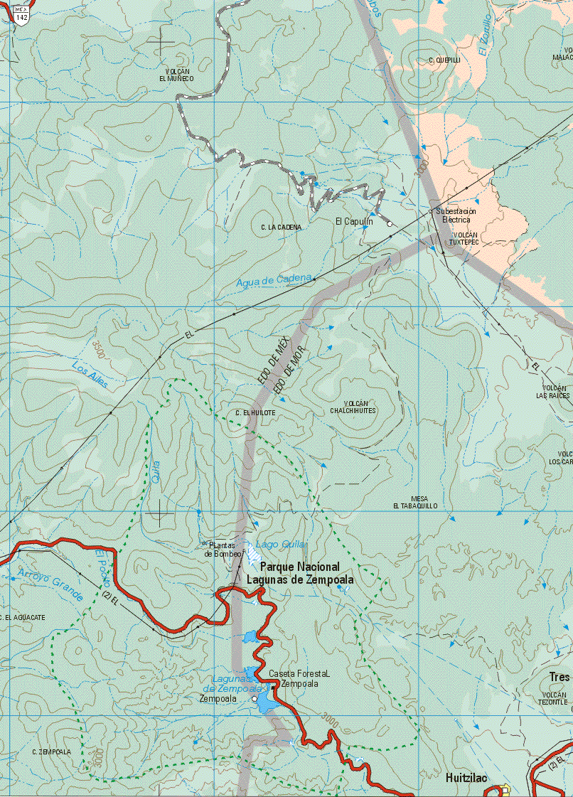 Este mapa muestra Huitzilac.