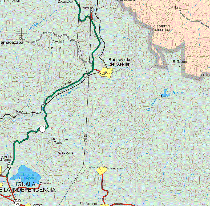 Este mapa muestra la poblacion de La Tigra.