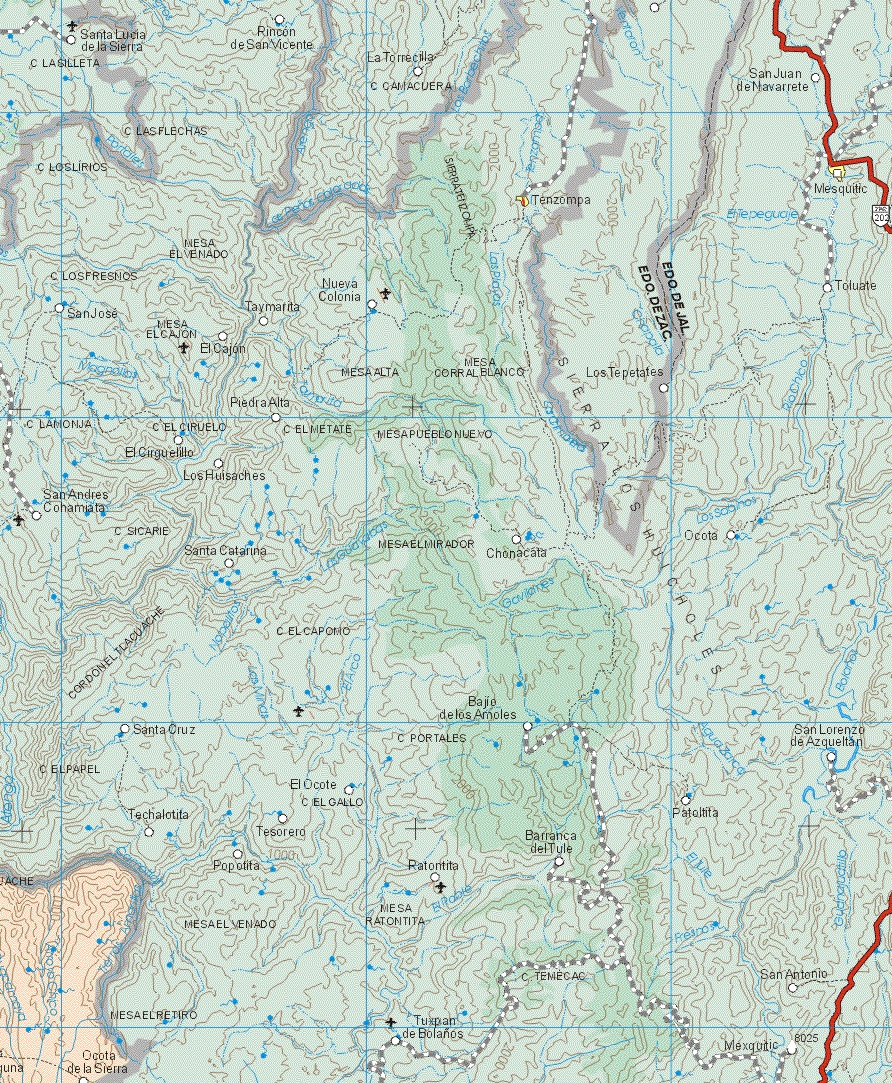 Este mapa muestra las poblaciones de Ocota de la Sierra.