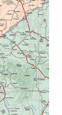 Este mapa muestra los pueblos y poblados de La Guitarra, Las Boquillas, las Trasquillas, El hueso, Presa Nueva, Los Tapetes, La Muralla, El Refugio, El Corralón, Blancas, San Fernando, San Isidro, El Zanjon.
