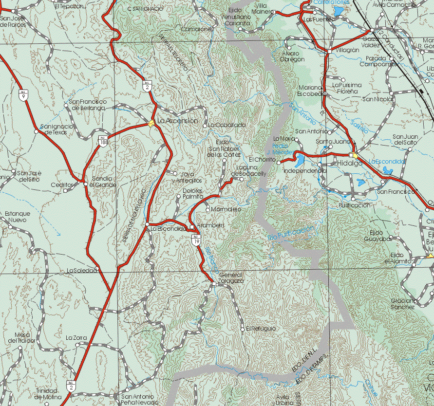 Este mapa muestra la poblacion de La Acension.