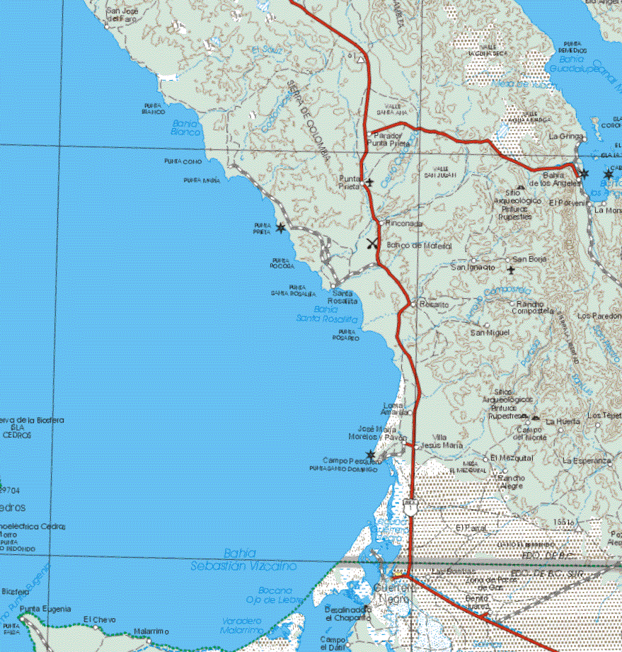 Este mapa muestra la poblacion de Guerrero Negro.